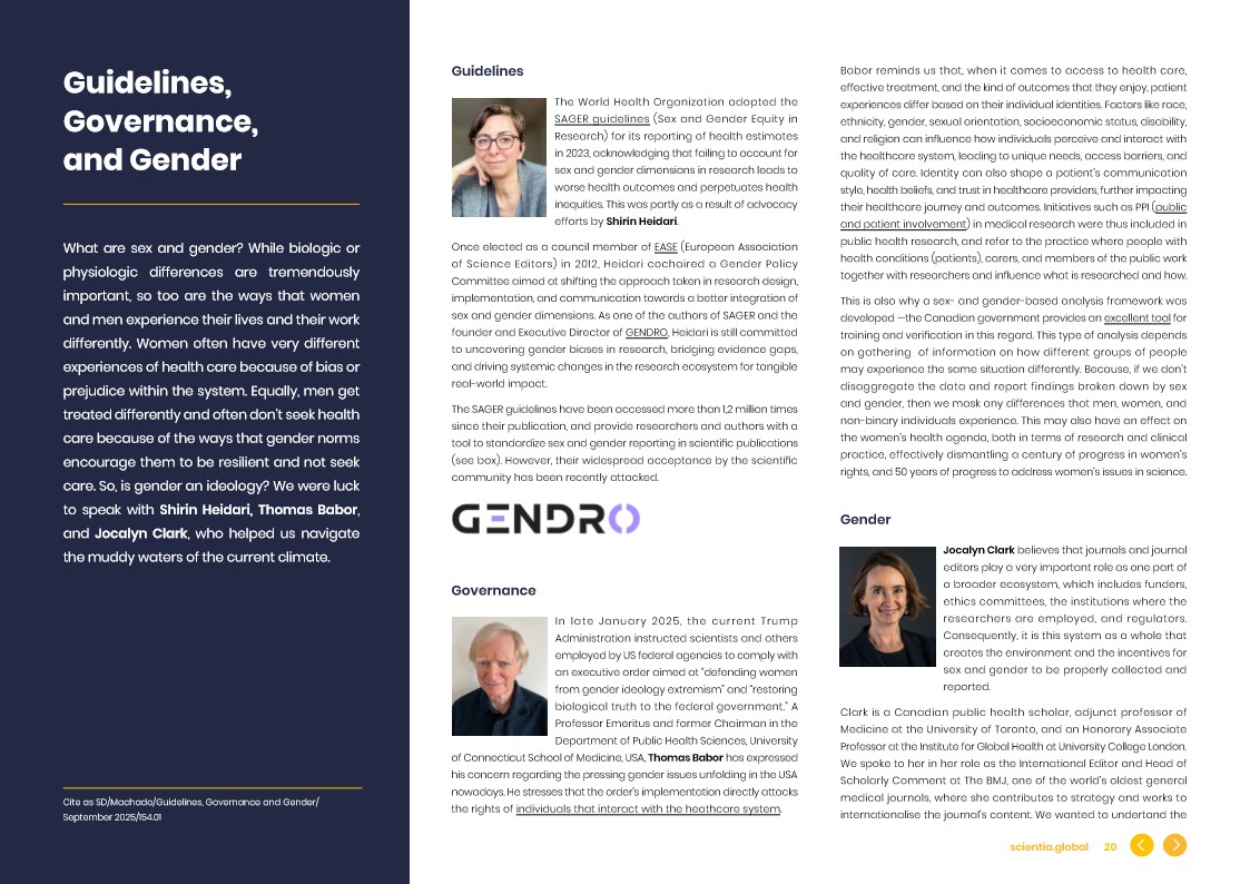 Guidelines, Governance, and Gender